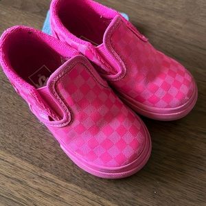 Pink on pink checkered slip on vans toddler 7